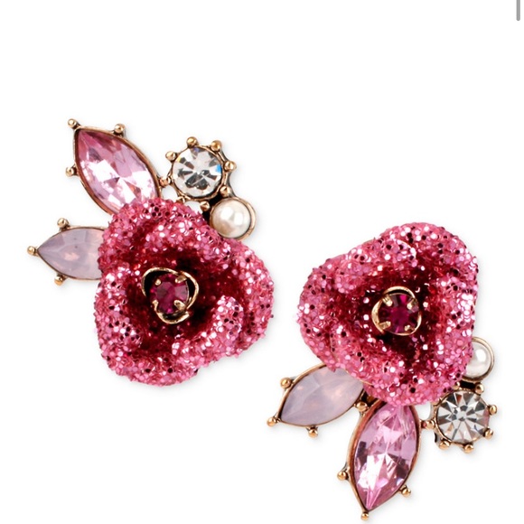 Betsey Johnson Jewelry - NWT Betsy Johnson Glitter Rose Mismatched Stud Earrings